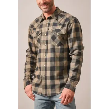 Kimes Ranch Jonez Classic Plaid Snap Army Green