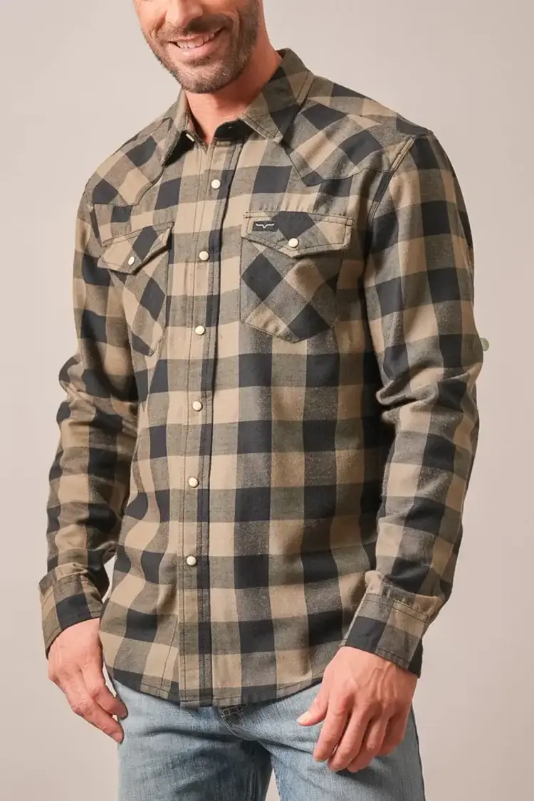 Kimes Ranch Jonez Classic Plaid Snap Army Green