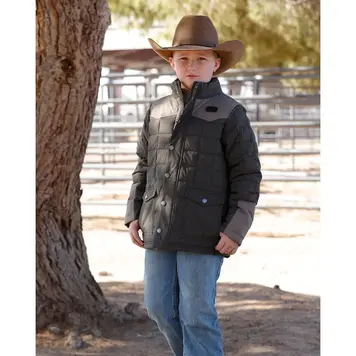 Cinch Youth Quilted Barn Coat Green