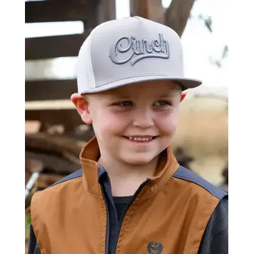 Cinch Youth Trucker Cap Raised Logo Grey