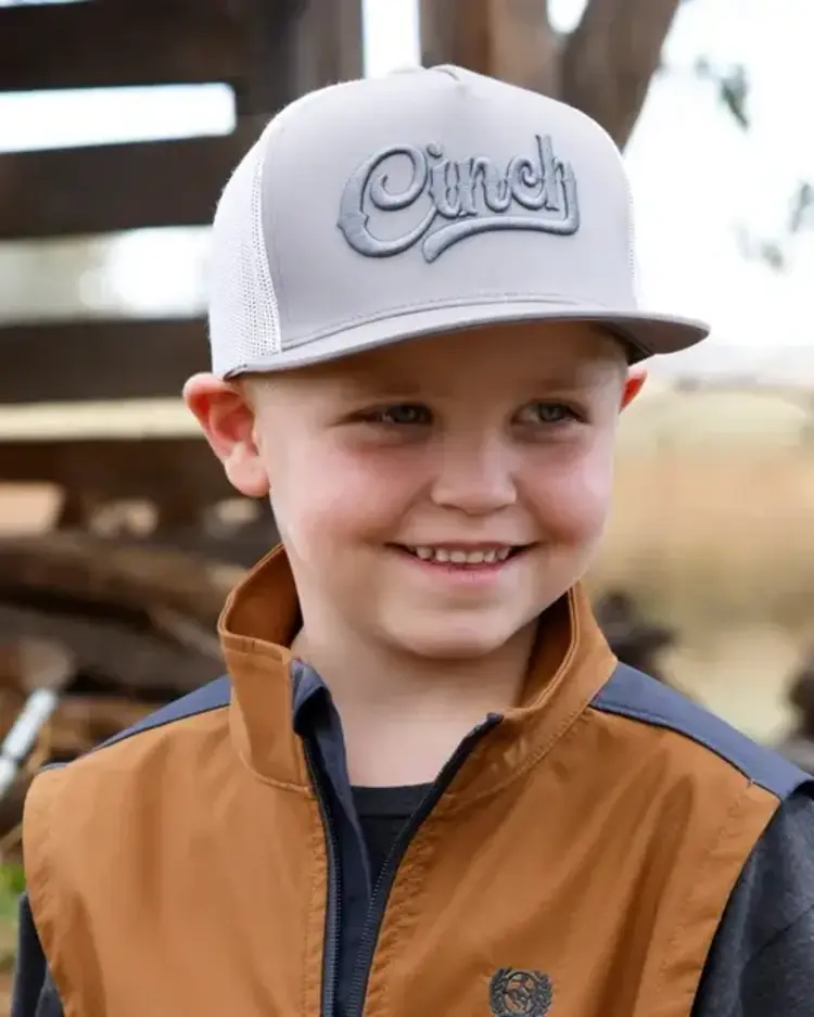 Cinch Youth Trucker Cap Raised Logo Grey