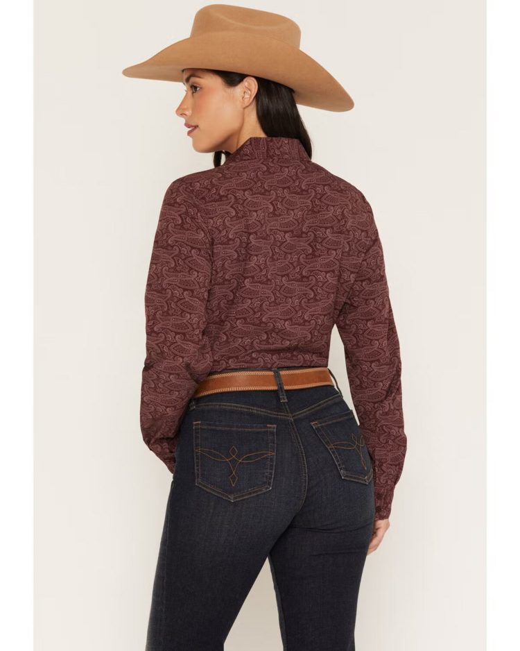 Cinch Arenaflex Paisley Print Button Down Purple