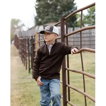 Cinch Youth Quarter Zip Pullover Brown