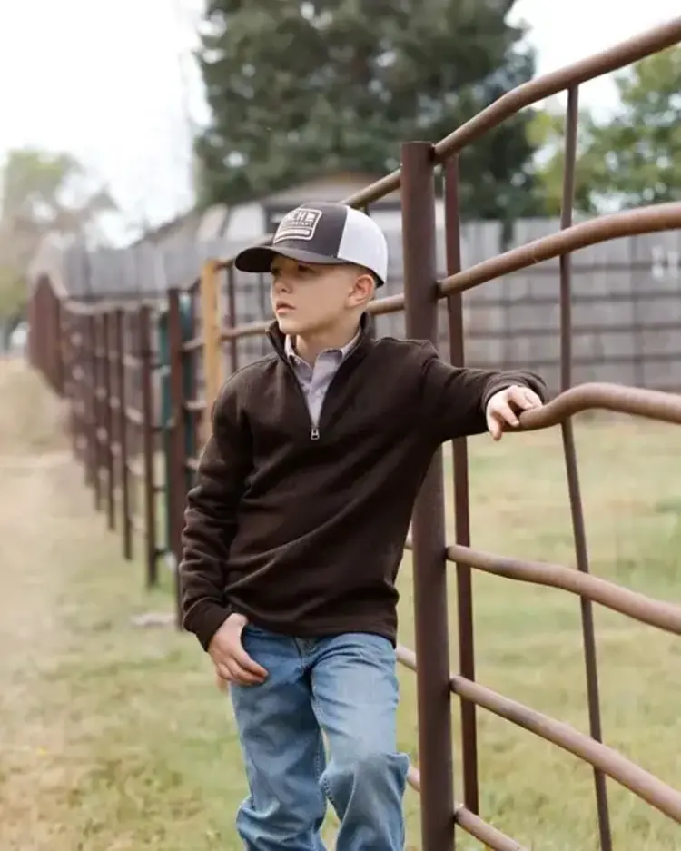 Cinch Youth Quarter Zip Pullover Brown