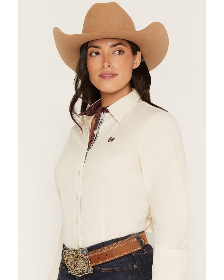 Cinch Pinstripe Button Down Cream