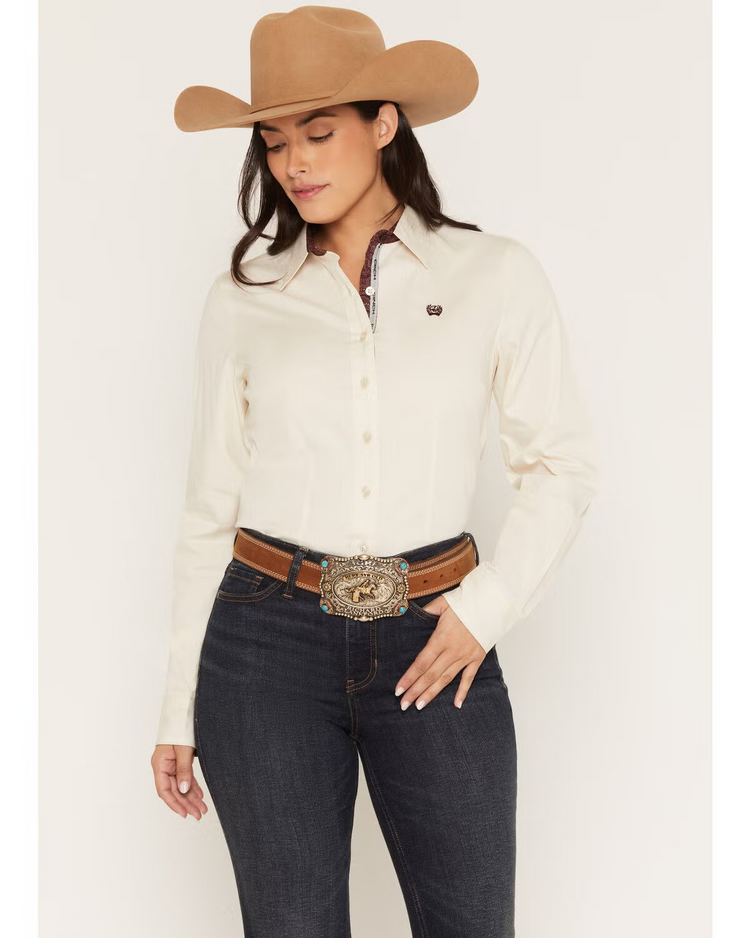 Cinch Pinstripe Button Down Cream