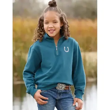 Cruel Denim Horseshoe Quarter Zip Pullover Teal