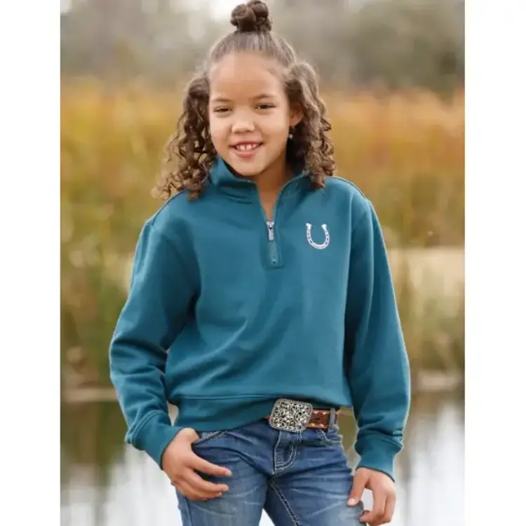 Cruel Denim Horseshoe Quarter Zip Pullover Teal