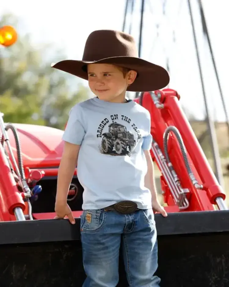 Cinch Toddler Raised On The Farm Tee Blue