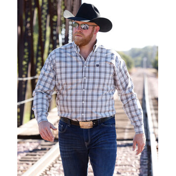 Cinch Plaid Button Down Cream