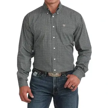 Cinch Allover Geometric Button Down Navy