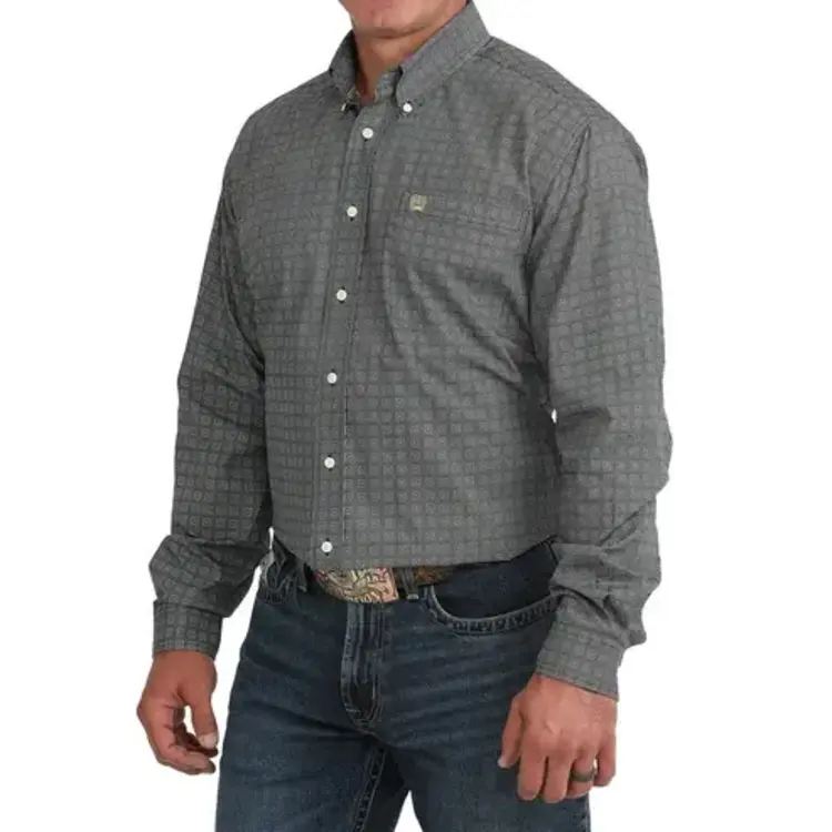 Cinch Allover Geometric Button Down Navy