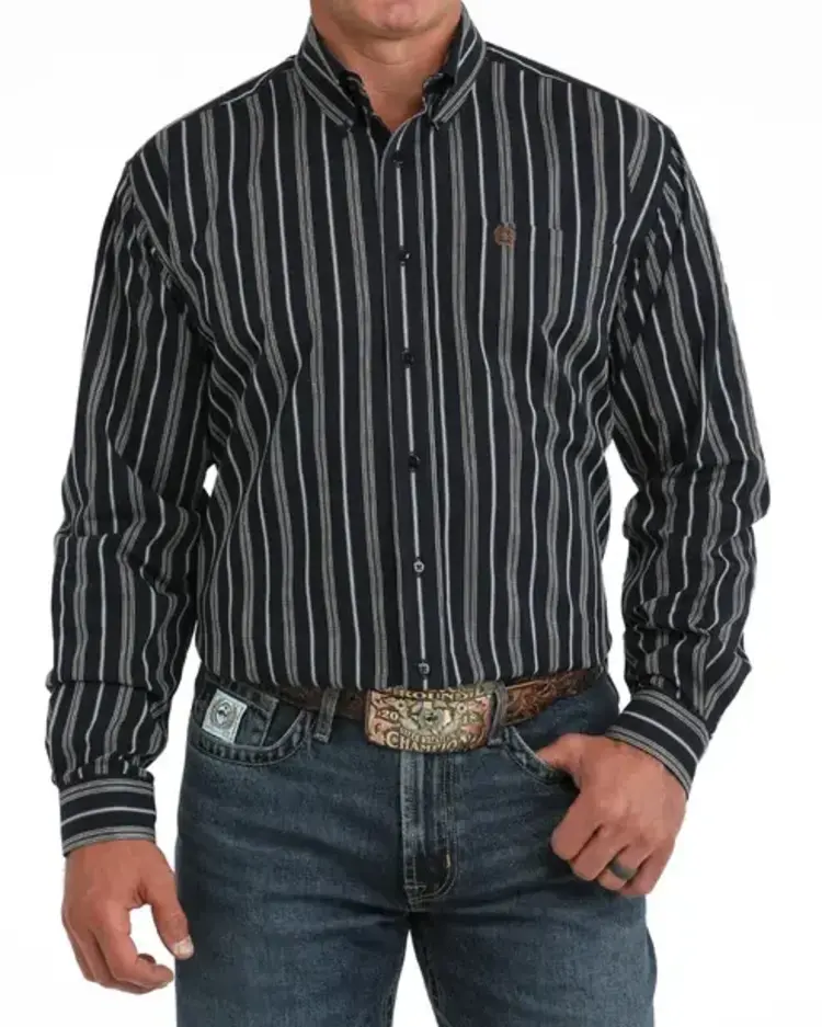 Cinch Navy Stripe Print Button Down
