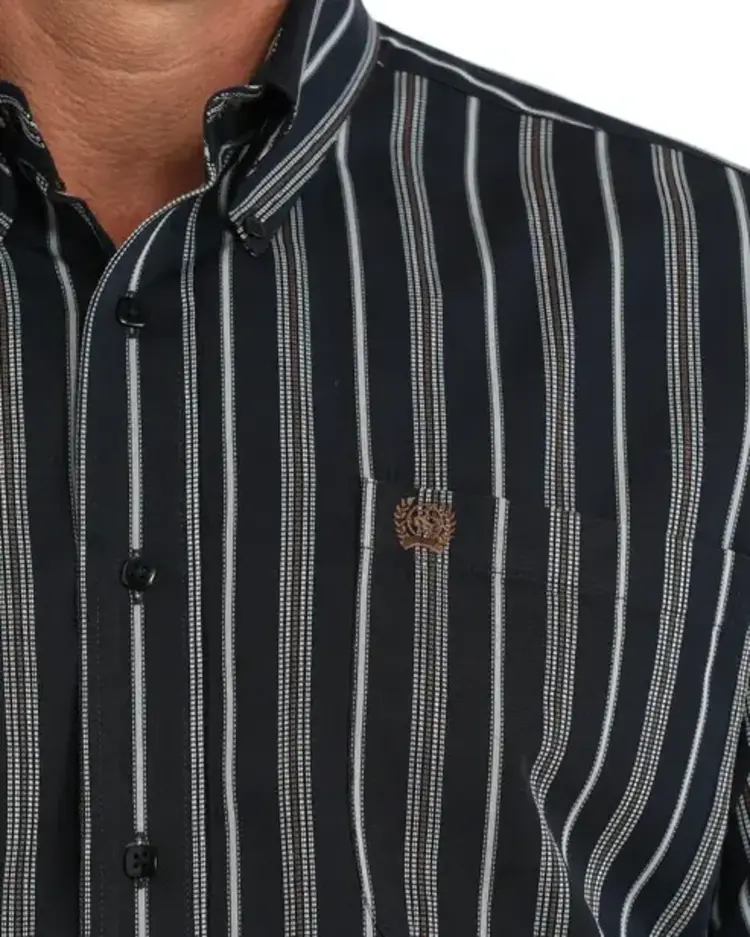 Cinch Navy Stripe Print Button Down