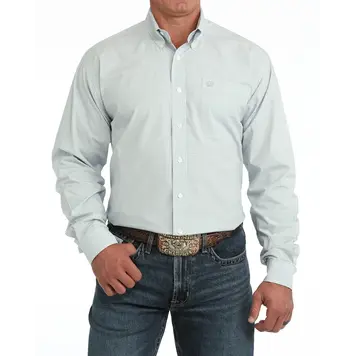 Cinch Light Blue Tight Plaid Button Down