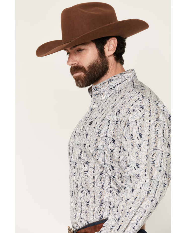 Cinch Paisley Print Button Down Cream