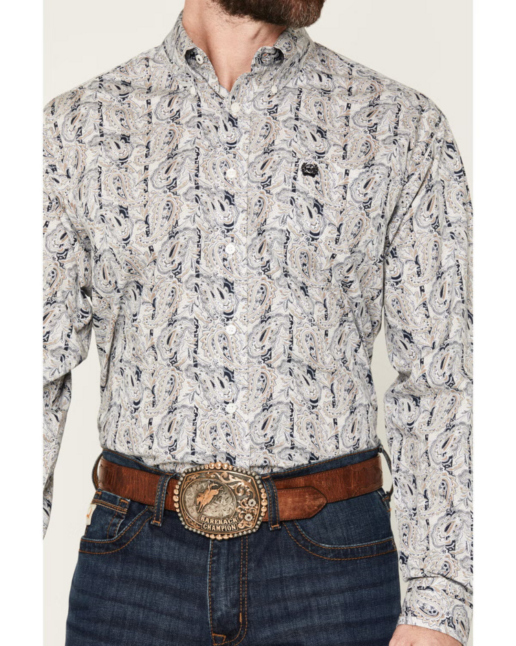 Cinch Paisley Print Button Down Cream
