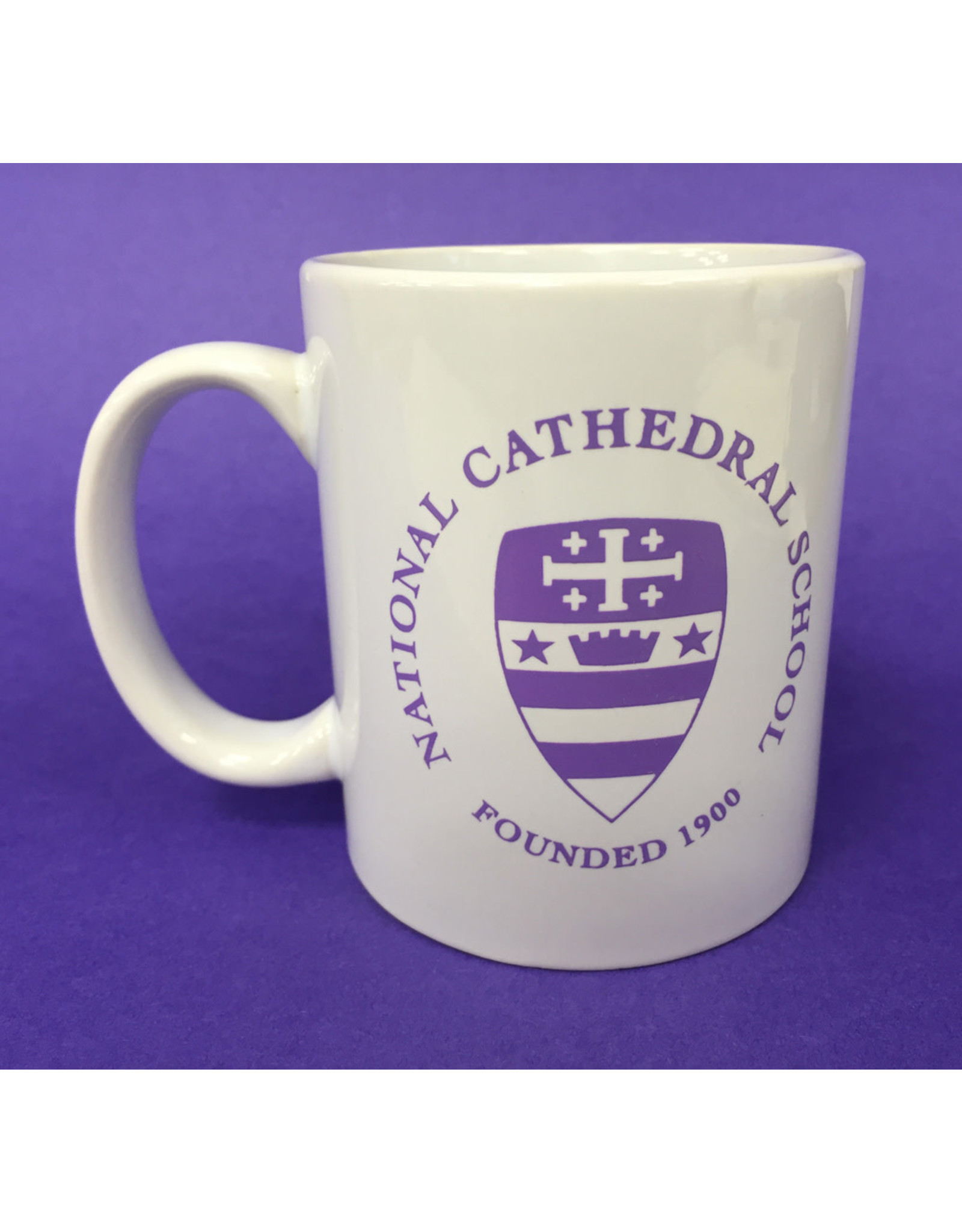 MUG-WHITE W/NCS SEAL IN PURPLE