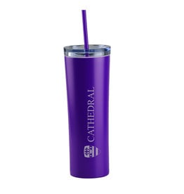 TUMBLER STAINLESS  16 OZ PURPLE WITH STRAW