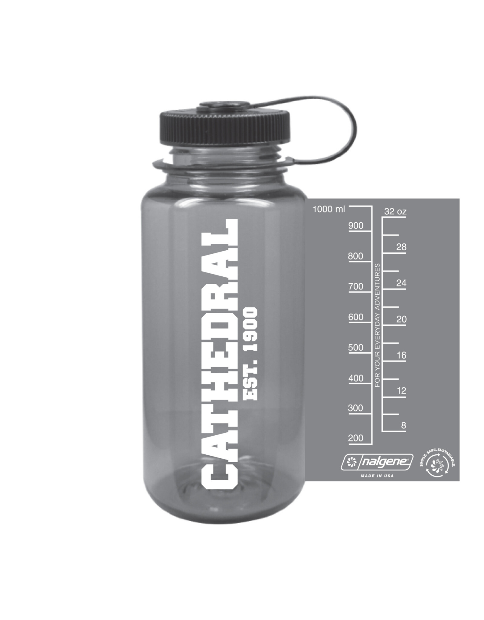 BOTTLE WIDE MOUTH GREY 32 OZ