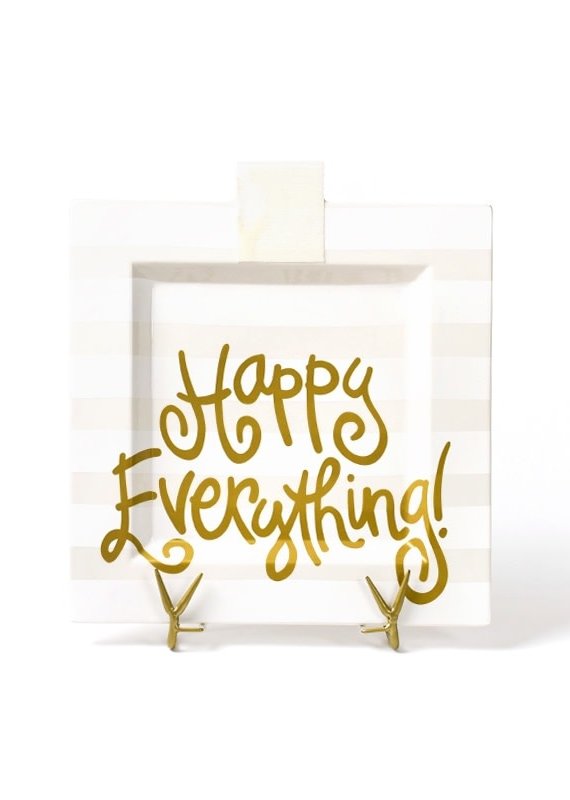 Happy Everything White Stripe Big Platter