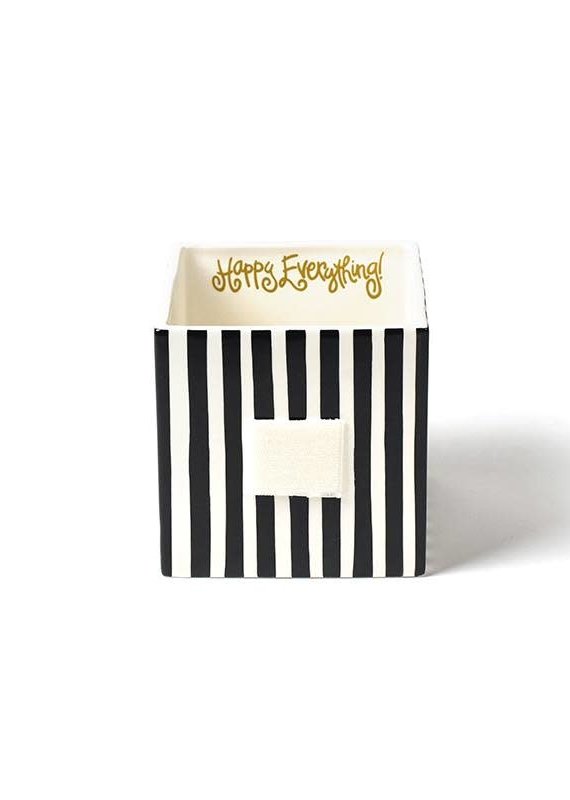 Happy Everything Black Stripe Mini Nesting Cube Medium