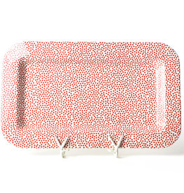 Happy Everything Red Small Dot Rectangle Platter