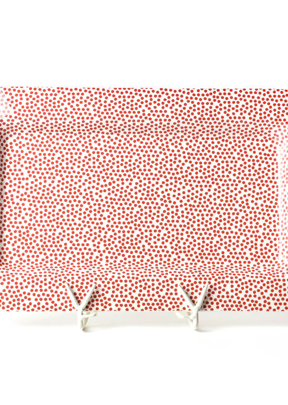 Happy Everything Red Small Dot Rectangle Platter