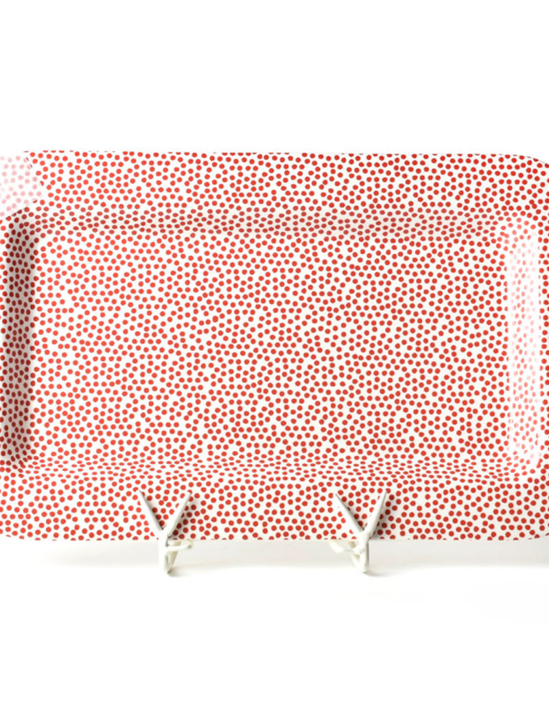Happy Everything Red Small Dot Rectangle Platter