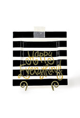 Happy Everything Black Stripe Big Square Platter