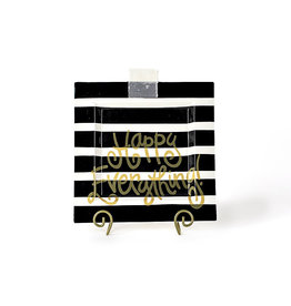 Happy Everything Black Stripe Big Square Platter