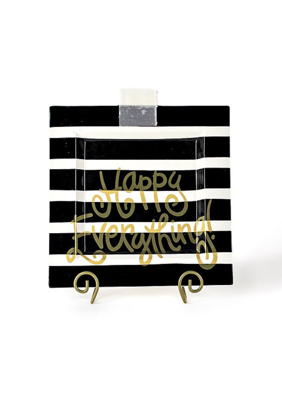Happy Everything Black Stripe Big Square Platter