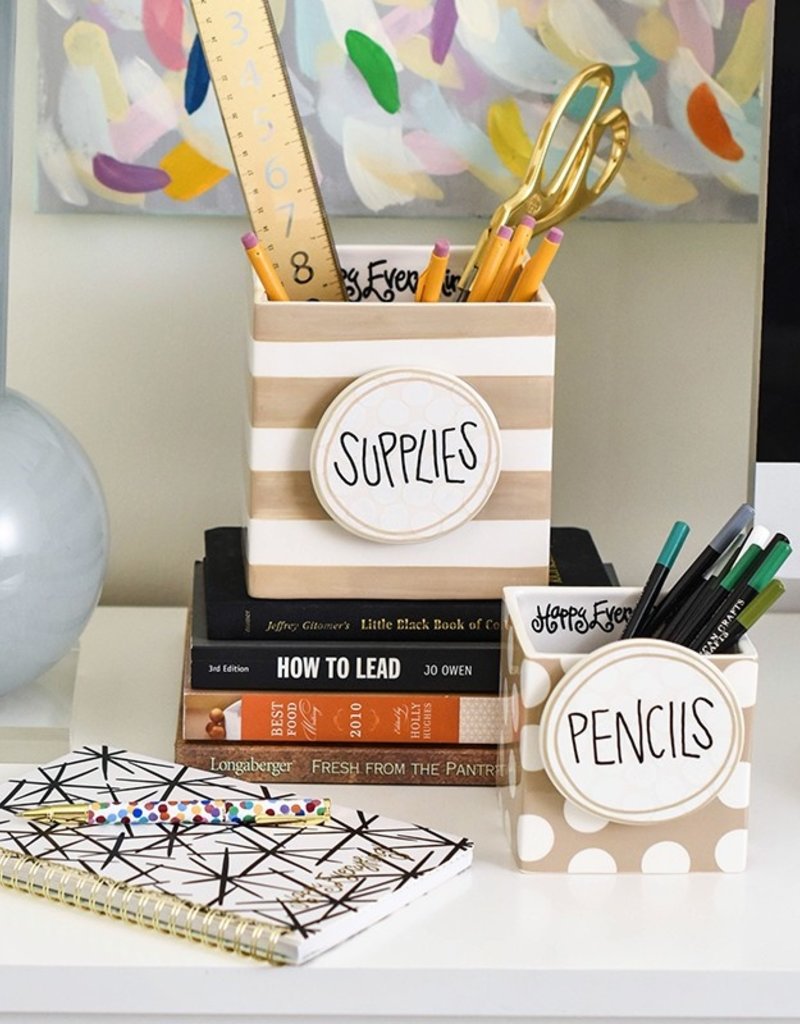 Happy Everything Neutral Stripe Mini Nesting Cube- Medium