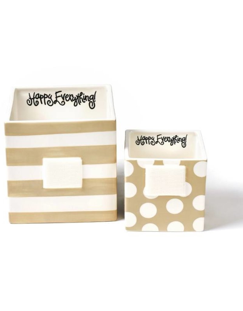 Happy Everything Neutral Stripe Mini Nesting Cube- Medium