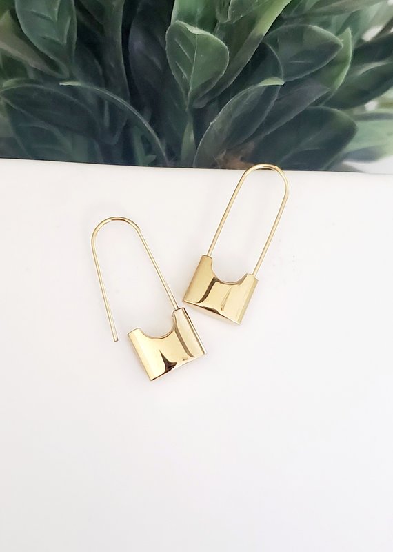 LDayDesigns Dainty Lock Earrings-Gold