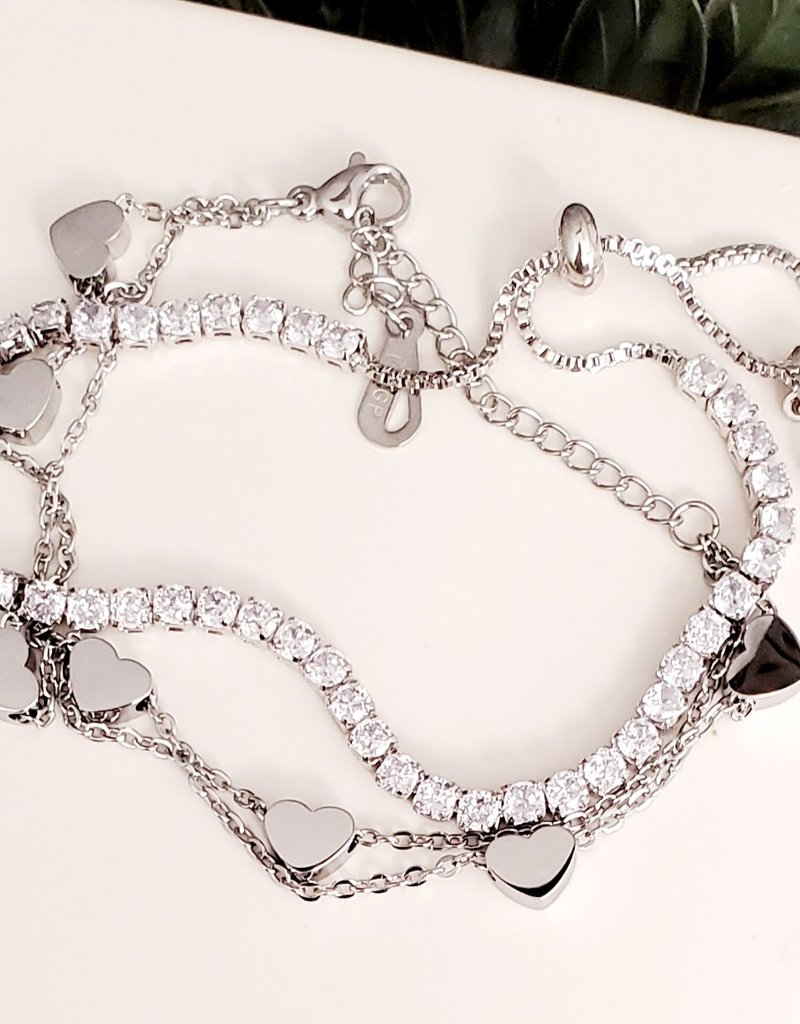 LDayDesigns Stainless Steel Hearts Bracelet