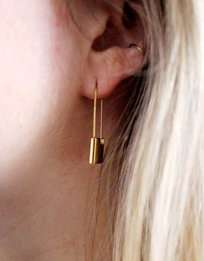 LDayDesigns Dainty Lock Earrings-Gold