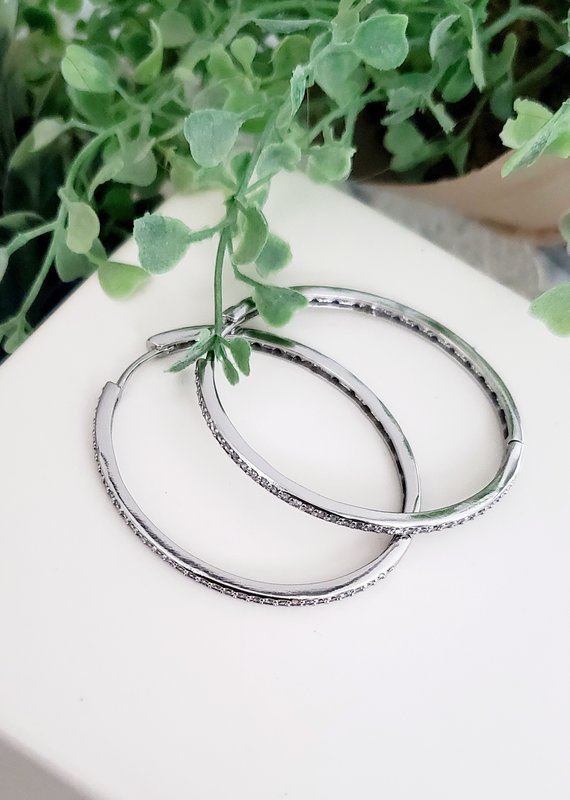 LDayDesigns Crystal Oval Hoop-Silver