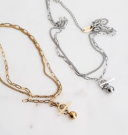 LUX Steel Layered Toggle Necklace