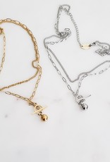 LUX Steel Layered Toggle Necklace