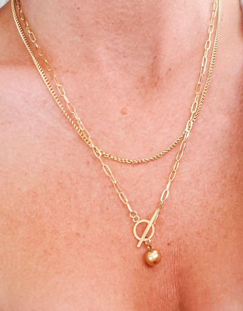 LUX Steel Layered Toggle Necklace