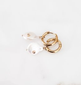 LUX Diamond Studded Pearl Hoops