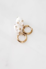 LUX Diamond Studded Pearl Hoops