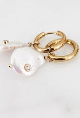LUX Diamond Studded Pearl Hoops