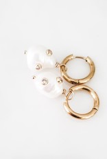LUX Diamond Studded Pearl Hoops