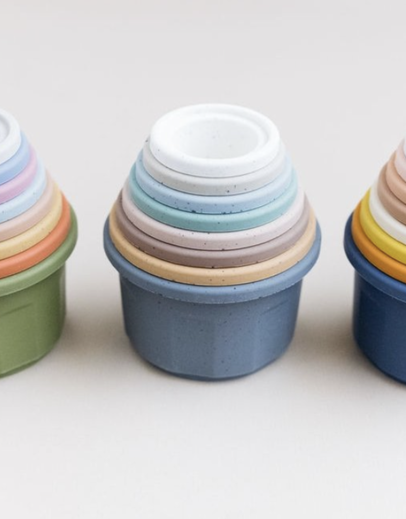 Three Hearts Modern Teething Accessories Silicone Stacking Cups
