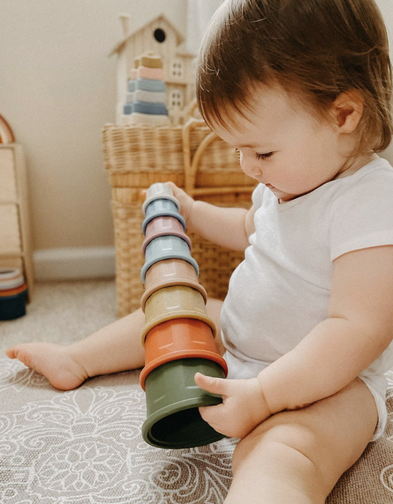Three Hearts Modern Teething Accessories Silicone Stacking Cups