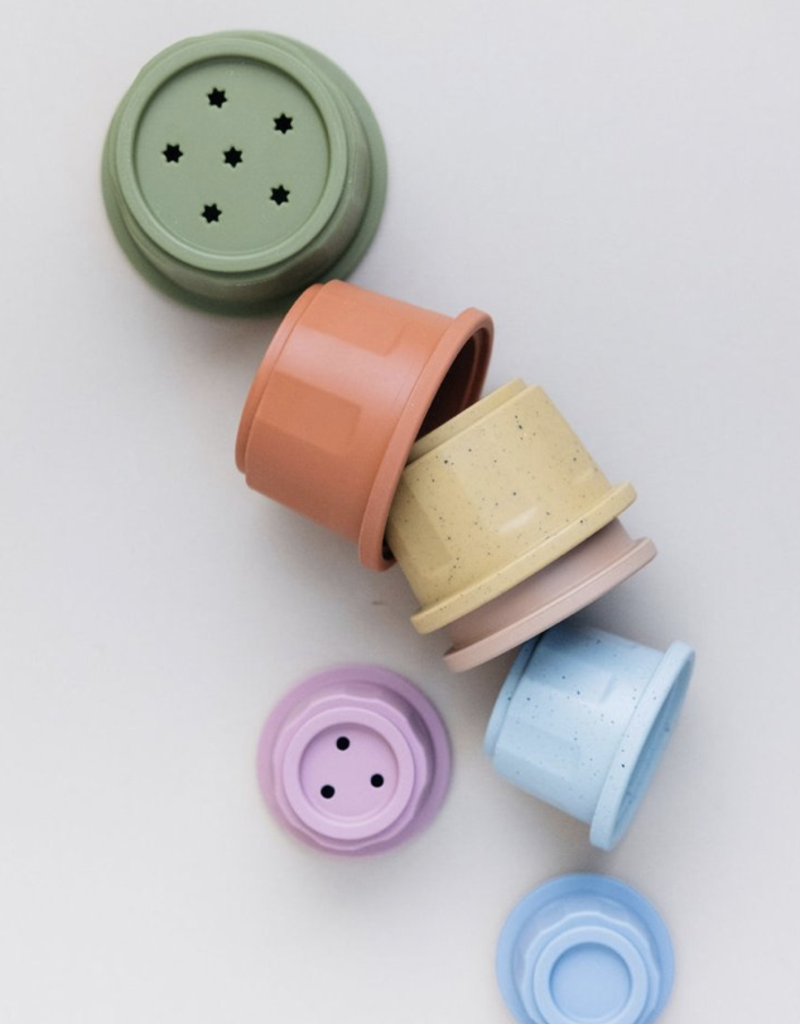 Three Hearts Modern Teething Accessories Silicone Stacking Cups
