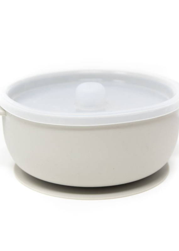 Three Hearts Modern Teething Accessories Silicone Suction Bowl - Taupe