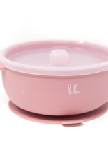 Three Hearts Modern Teething Accessories Silicone Suction Bowl- Dusty Rose